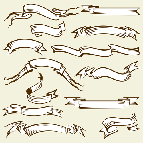 Hand drawn ribbons creative vector 02 Hand drawn ribbons creative vector 02