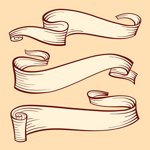 Hand drawn ribbons creative vector 03 Hand drawn ribbons creative vector 03