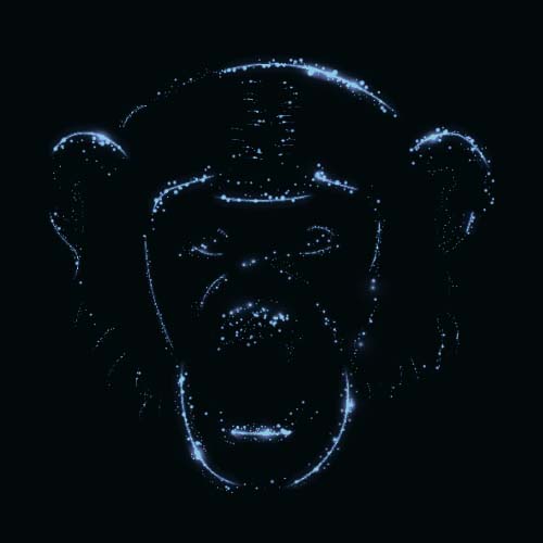 Monkey with light and black background vector 05