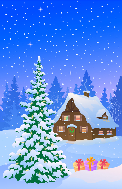 Cartoon Winter Nature background vector 04 Cartoon Winter Nature background vector 04