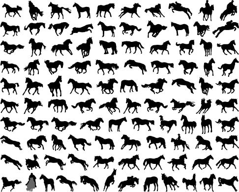 Vector horses silhouetters set 01 Vector horses silhouetters set 01