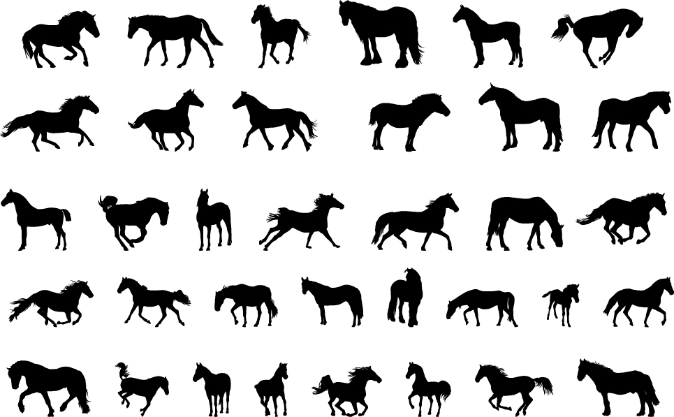 Vector horses silhouetters set 02 Vector horses silhouetters set 02
