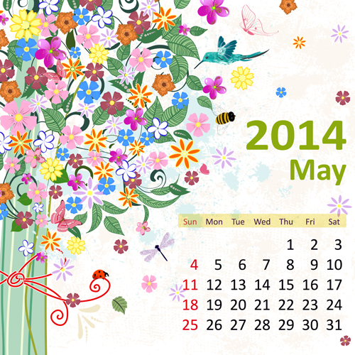 2014 Floral Calendar May vector 2014 Floral Calendar May vector