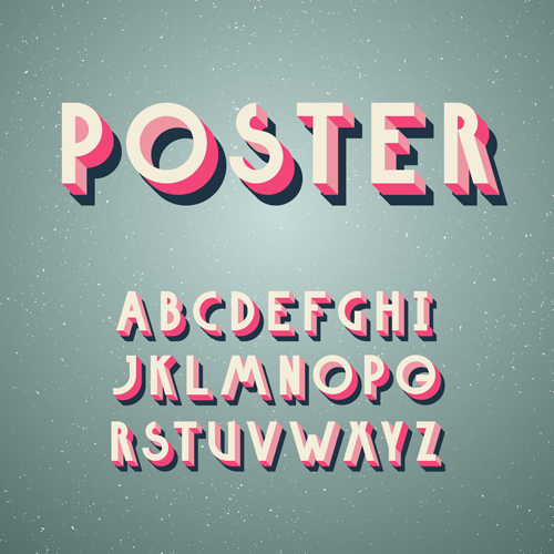 3D poster alphabets font vector 02 3D poster alphabets font vector 02