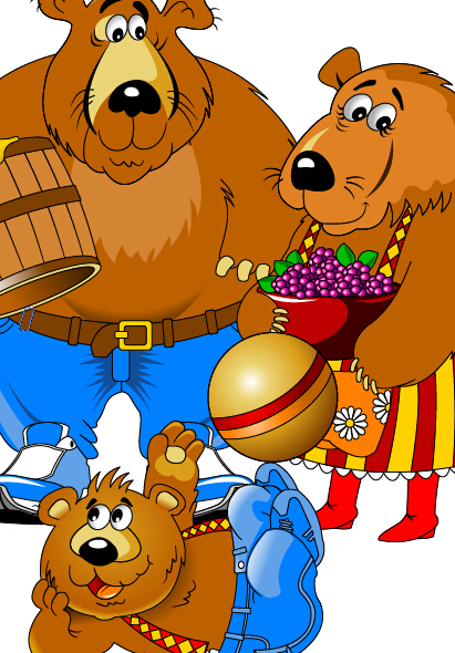 Bear and family vector material 02 Bear and family vector material 02
