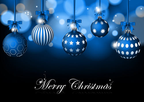 Blue christmas background with baubles vector Blue christmas background with baubles vector