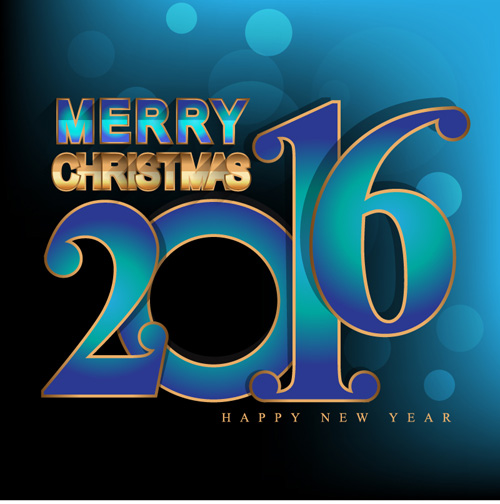 Blue with golden 2016 christmas and new year background vector Blue with golden 2016 christmas and new year background vector