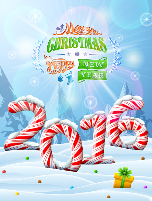 Candy 2016 christmas with new year design vector Candy 2016 christmas with new year design vector