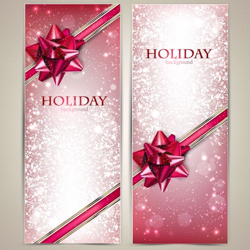 Bow christmas cards vector 01