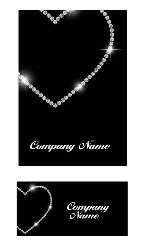 shape heart diamond business cards 
