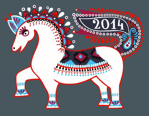 Ethnic style horses design elements 03 Ethnic style horses design elements 03