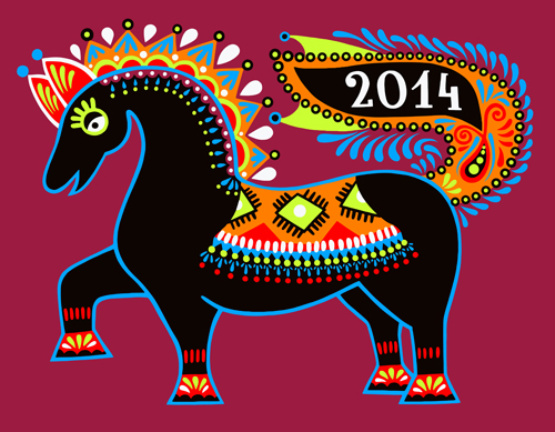 Ethnic style horses design elements 04 Ethnic style horses design elements 04