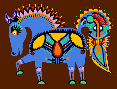 Ethnic style horses design elements 05 Ethnic style horses design elements 05
