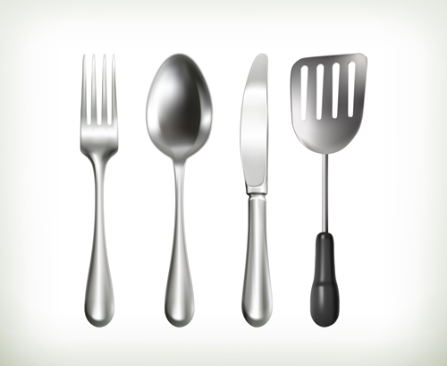 Flatware shiny vector set Flatware shiny vector set