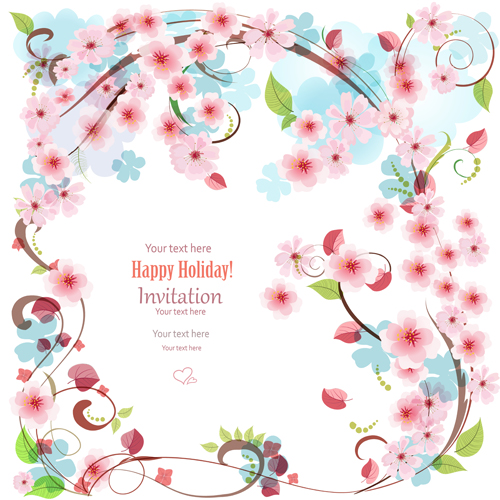 Flower holiday invitation cards vectors 03 Flower holiday invitation cards vectors 03