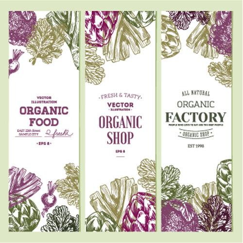 Hand drawn floral banners vectors illustration 07