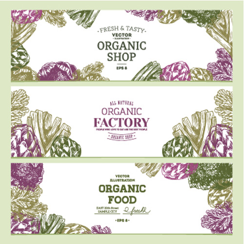 Hand drawn floral banners vectors illustration 09 Hand drawn floral banners vectors illustration 09