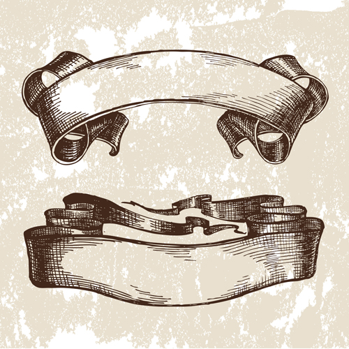 Hand drawn ribbons creative vector 01 Hand drawn ribbons creative vector 01