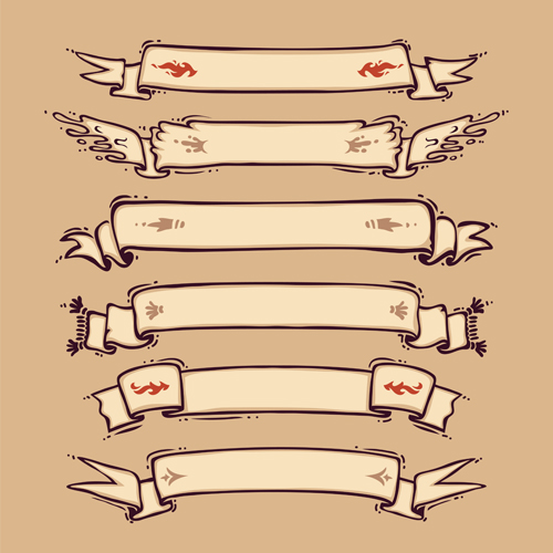 Hand drawn ribbons creative vector 06 Hand drawn ribbons creative vector 06