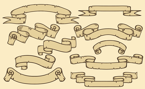 Hand drawn ribbons creative vector 07 Hand drawn ribbons creative vector 07