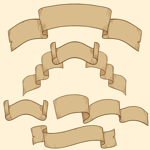Hand drawn ribbons creative vector 08 Hand drawn ribbons creative vector 08