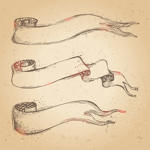 Hand drawn ribbons creative vector 09 Hand drawn ribbons creative vector 09