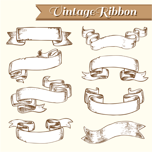 Hand drawn ribbons creative vector 10 Hand drawn ribbons creative vector 10