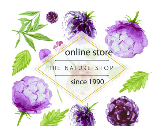 Purple flower art background vector