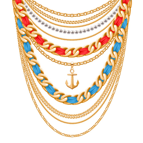 Shiny gold chains vector illustration 01 Shiny gold chains vector illustration 01