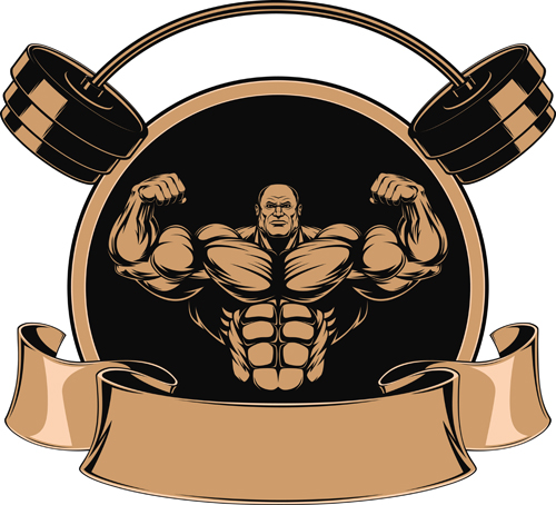 brown gym labels vector set 01 brown gym labels vector set 01