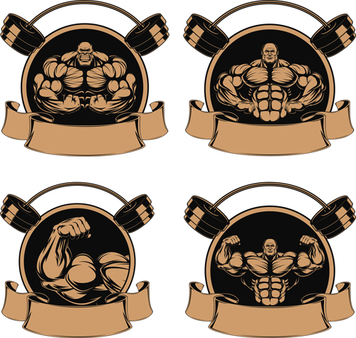 brown gym labels vector set 04 brown gym labels vector set 04