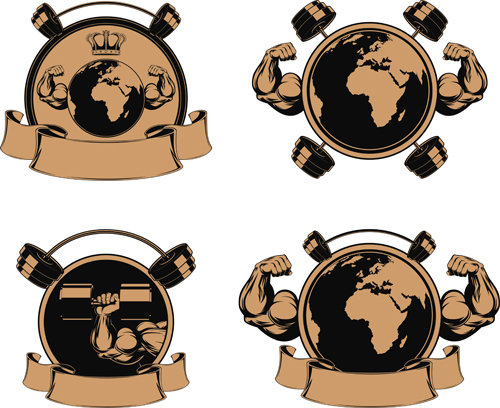 brown gym labels vector set 08 brown gym labels vector set 08