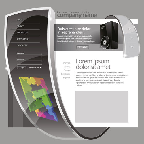 Black styles websites templates vector Black styles websites templates vector