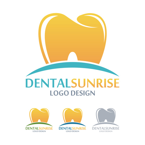 Dental sunrise logos vector material 01 Dental sunrise logos vector material 01