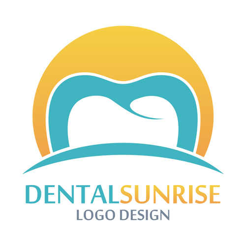 Dental sunrise logos vector material 02 Dental sunrise logos vector material 02