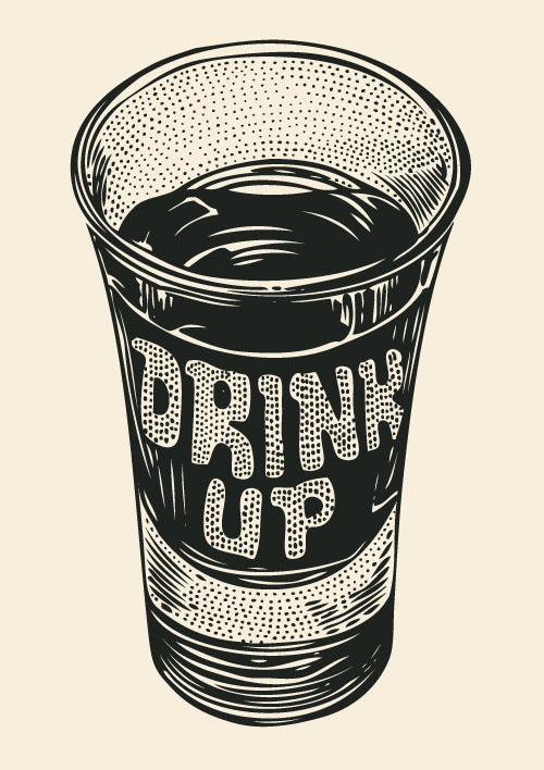 Drink with cup hand drawn vector Drink with cup hand drawn vector