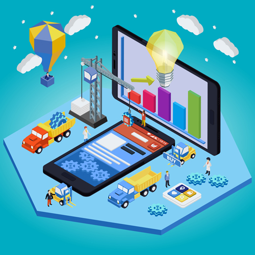 Flat styles app development template vector 04