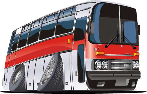 Funny cartoon bus vector set 04