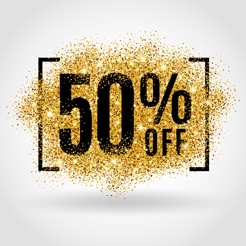Golden discounts poster vector graphic 02 Golden discounts poster vector graphic 02