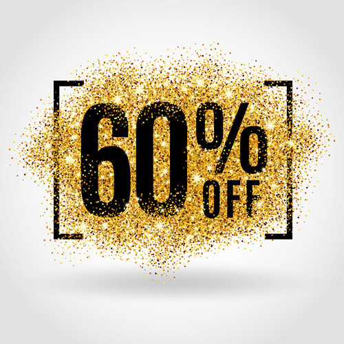 Golden discounts poster vector graphic 05 Golden discounts poster vector graphic 05