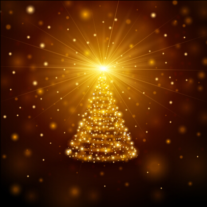 Golden light christmas tree background vector material Golden light christmas tree background vector material