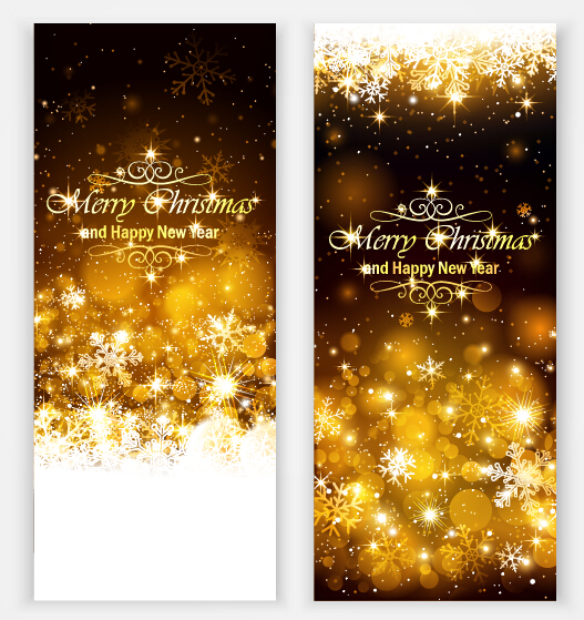 Golden light with snowflake christmas vertical banner vector Golden light with snowflake christmas vertical banner vector