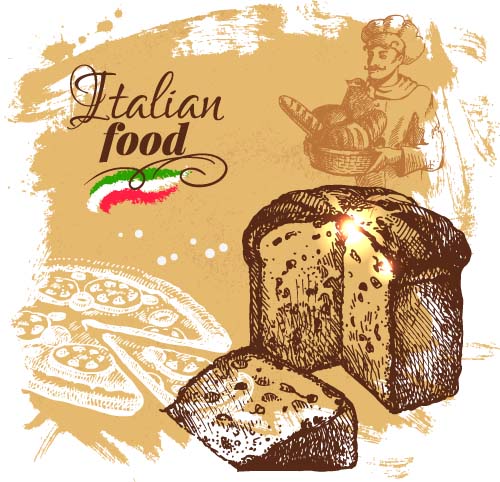 Hand drawn Italian food design vector material 06 Hand drawn Italian food design vector material 06
