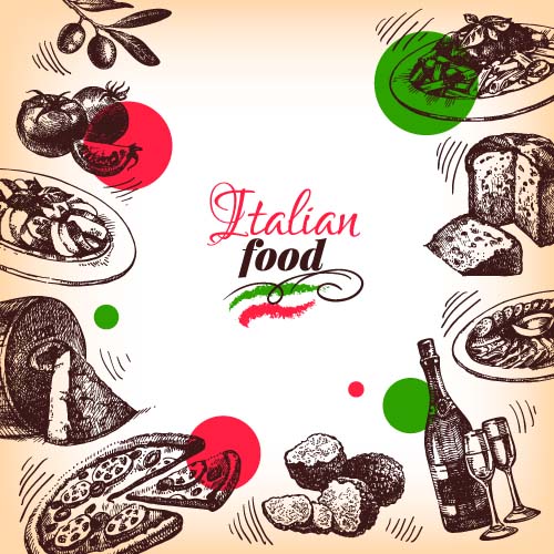 Hand drawn Italian food design vector material 07 Hand drawn Italian food design vector material 07