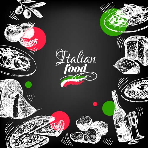 Hand drawn Italian food design vector material 08 Hand drawn Italian food design vector material 08