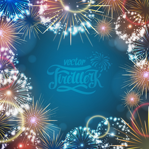 Holiday fireworks frame vector material 01 Holiday fireworks frame vector material 01
