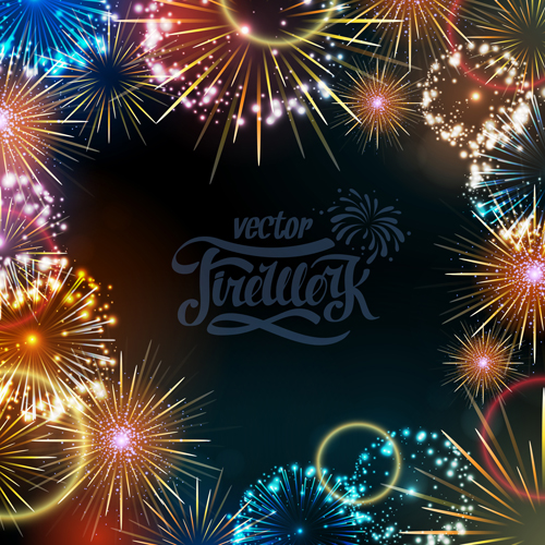 Holiday fireworks frame vector material 04 Holiday fireworks frame vector material 04