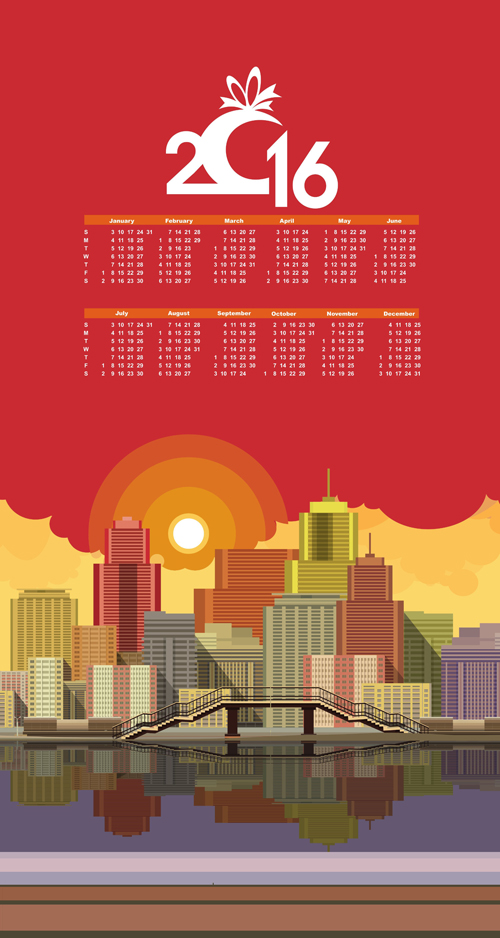 modern city calendar 2016 
