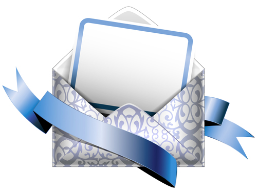 Ornate envelope with cards and ribbon vector set 11 Ornate envelope with cards and ribbon vector set 11