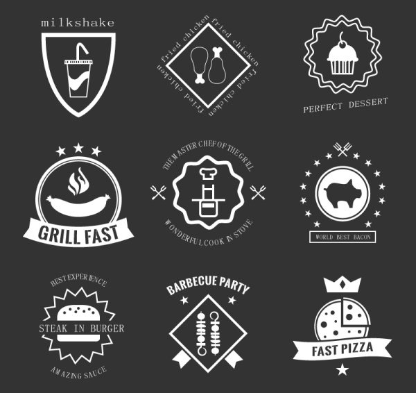 Retro food labels vector set 02 Retro food labels vector set 02